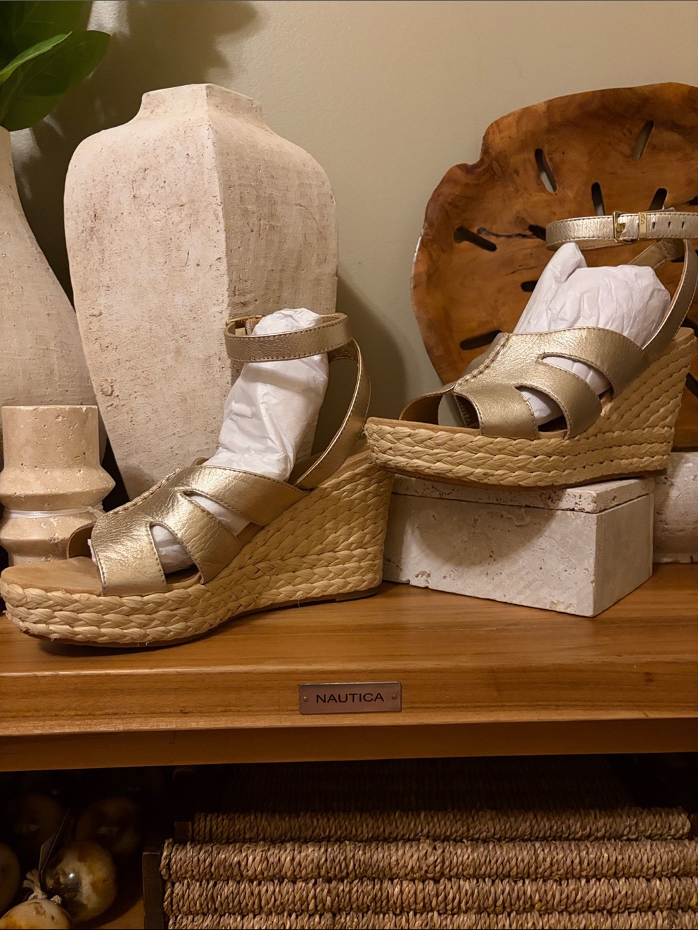 Ugg Gold Metallic Wedge Espadrille Sandals View 2